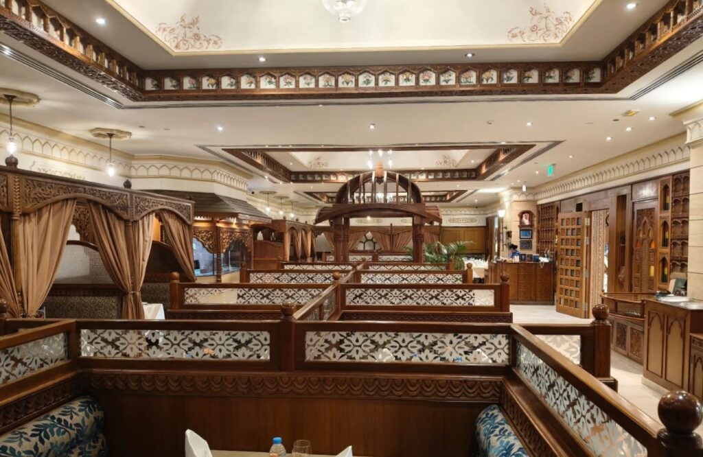 Ornate interior at India Palace Restaurant RAK Mall