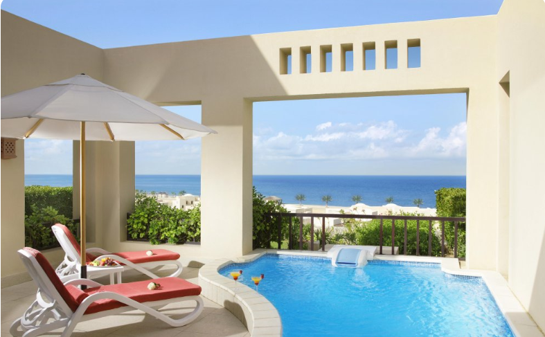 The Cove Rotana Resort private pool villa in Ras Al Khaimah overlooking the beach